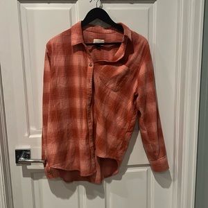size medium pinkish orange flannel